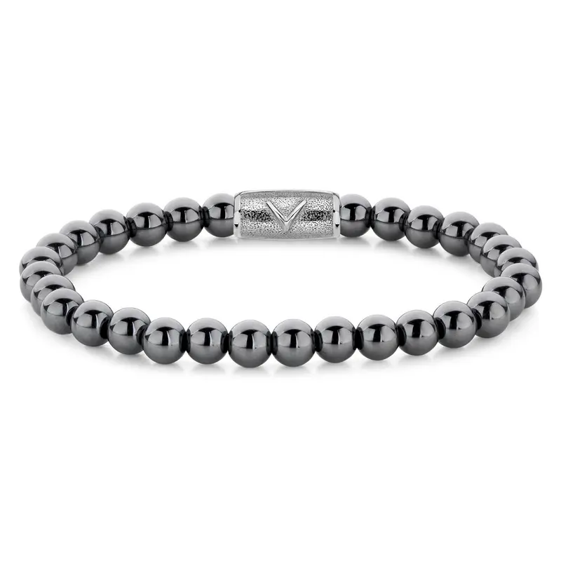 Rebel & Rose Stones Only 6mm Armband RR-6DV02-S – Zwartgrijs/antraciet