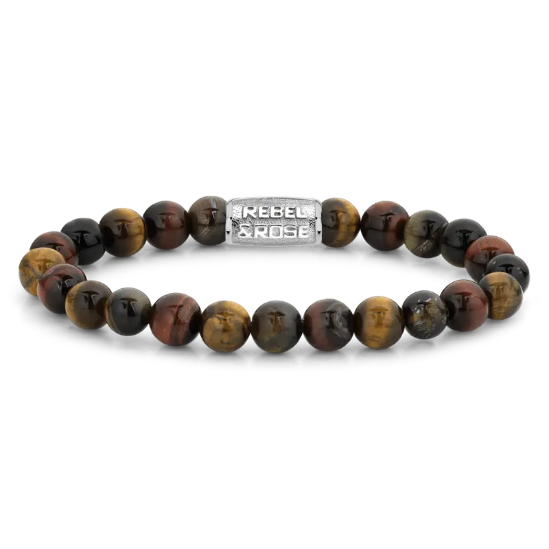 Rebel & Rose Stones Only 8mm Armband RR-80009-S – Geel/rood/bruin