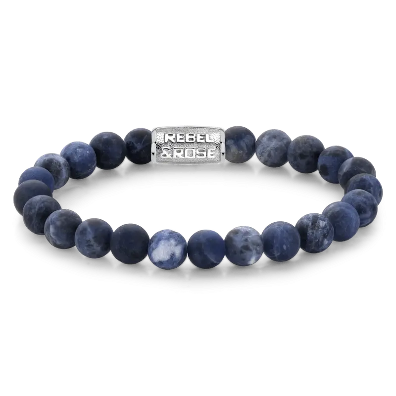 Rebel & Rose Stones Only 8mm Armband RR-80022-S – Blauw - mat