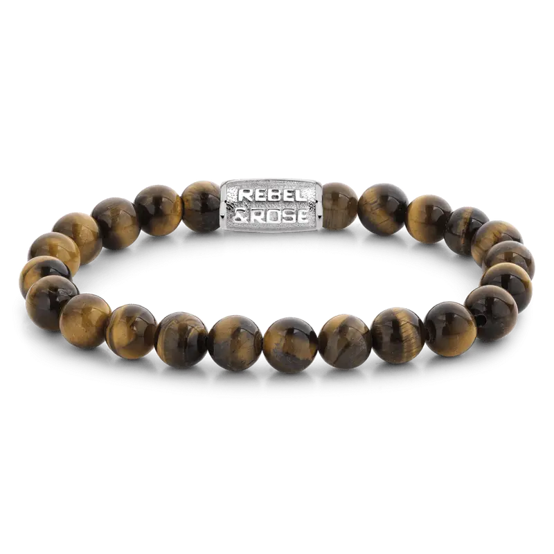 Rebel & Rose Stones Only 8mm Armband RR-80042-S – Geel/bruin