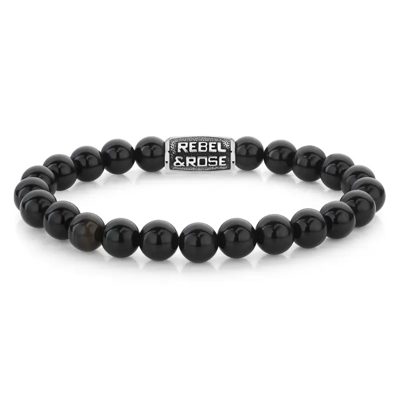 Rebel & Rose Stones Only 8mm Armband RR-80102-V – Zwart