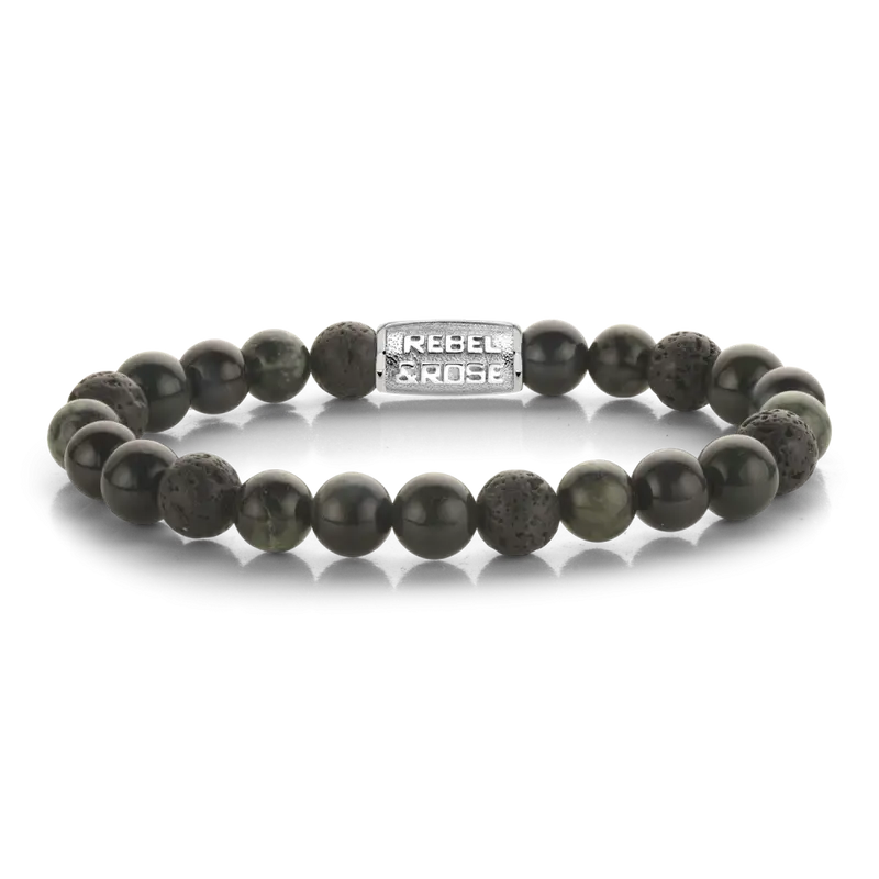 Rebel & Rose Stones Only 8mm Armband RR-80130-S – Groen/Multi-kleuren