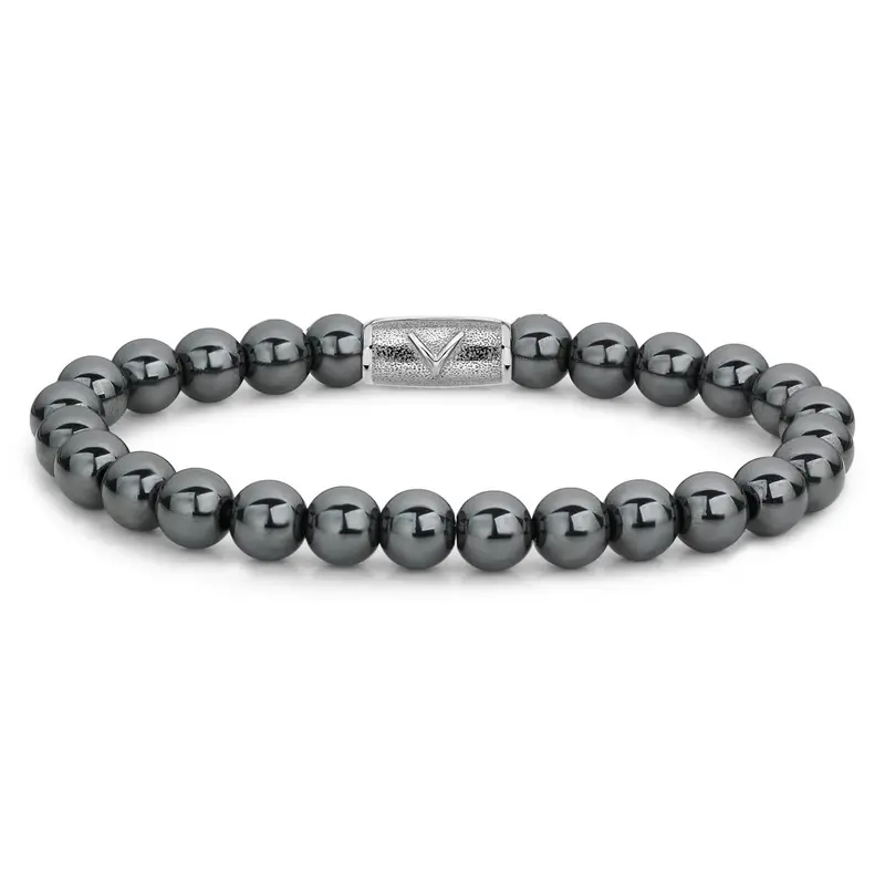 Rebel & Rose Stones Only 8mm Armband RR-8DV04-S – Zwartgrijs/antraciet