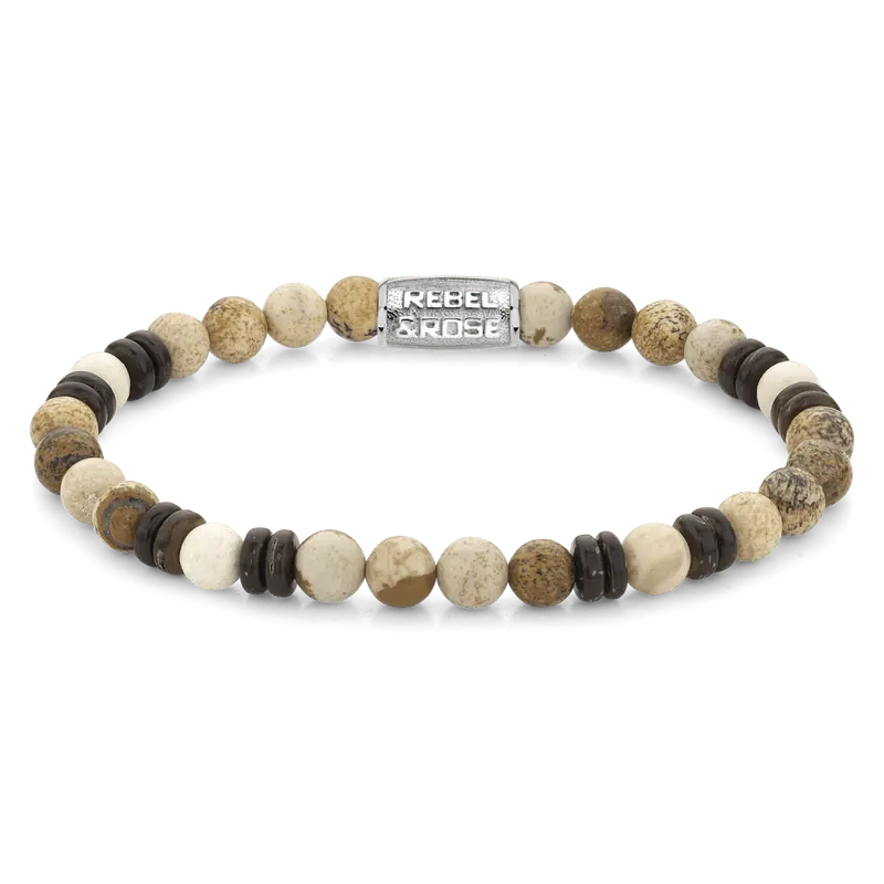 Rebel & Rose Variations 6mm Armband RR-60106-S – Beige/bruin