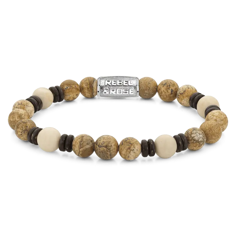 Rebel & Rose Variations 8mm Armband RR-80092-S – Beige/bruin