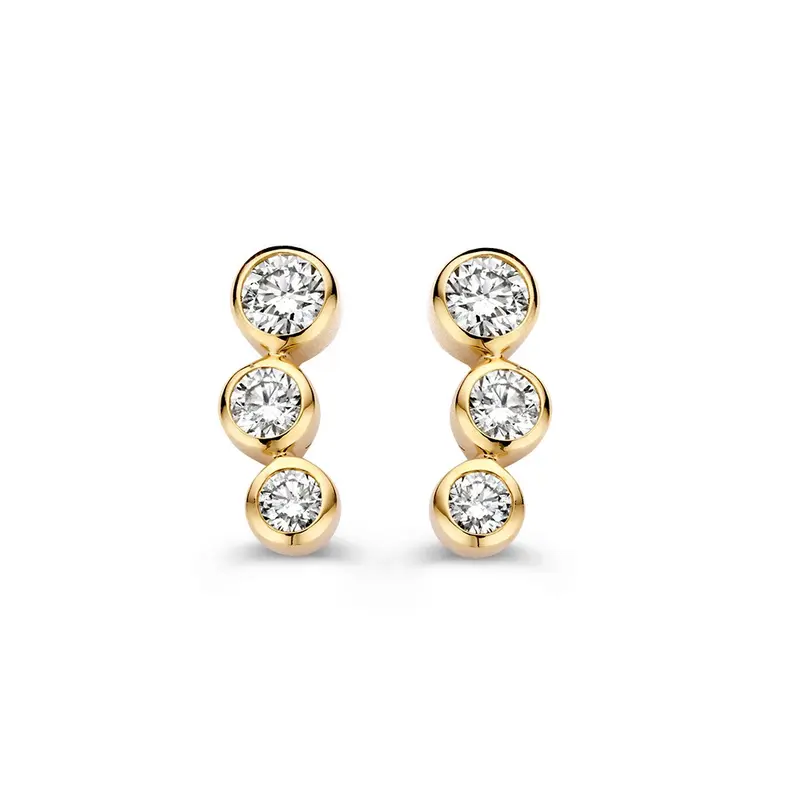 Refined 14k Yellow Gold 'Bubbles' Earrings with 0.34ct Brilliant Cut Diamonds
