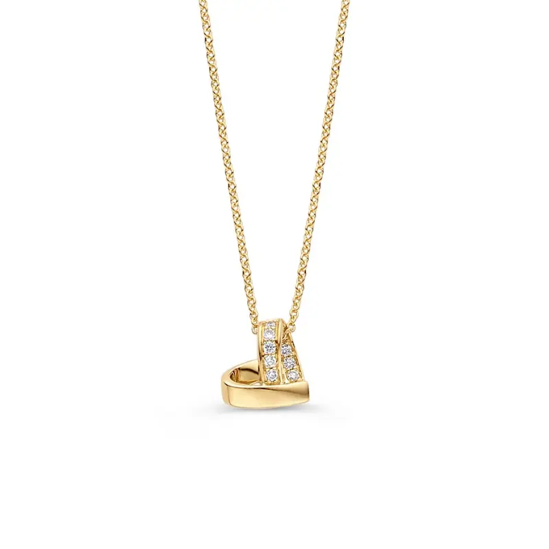 Refined Yellow Gold Heart Pendant Necklace with Diamonds, 0.06ct