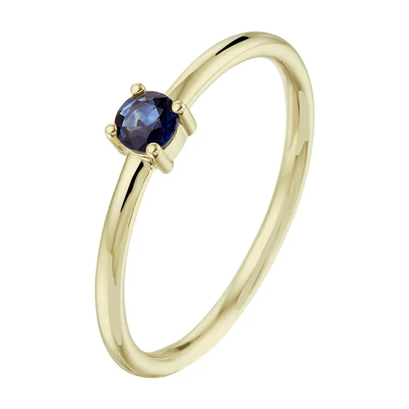 Ring blauwe saffier 14K geelgoud 4 mm – 4022793