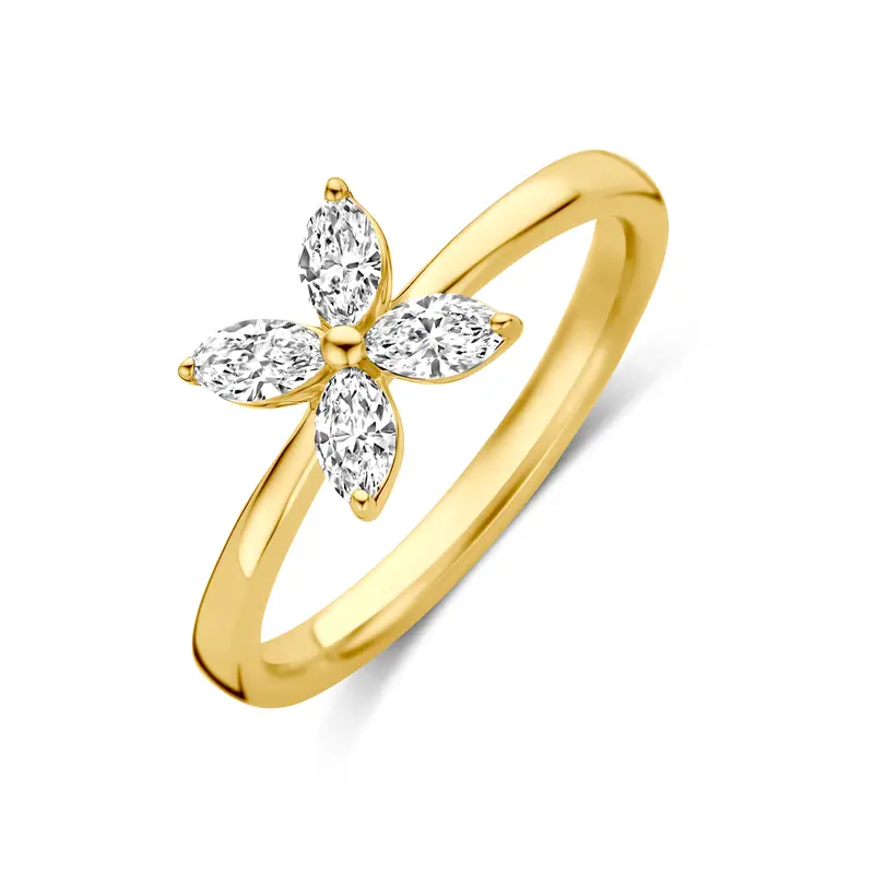Ring bloem lab grown diamant 14K geelgoud 0.40ct f vs – 4036137