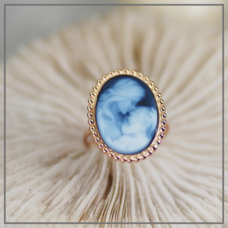 Ring Camee Moeder en Kind Rosegoud
