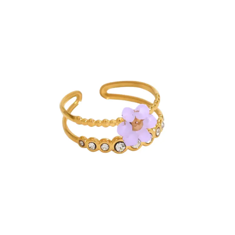 Ring classic flower paars