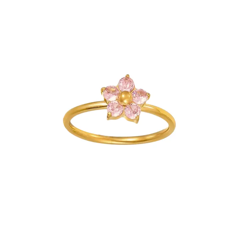 Ring crystal flower roze