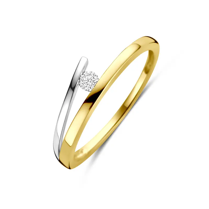 Ring diamant 0.05ct h si 14K bicolor goud 5 mm – 4209078