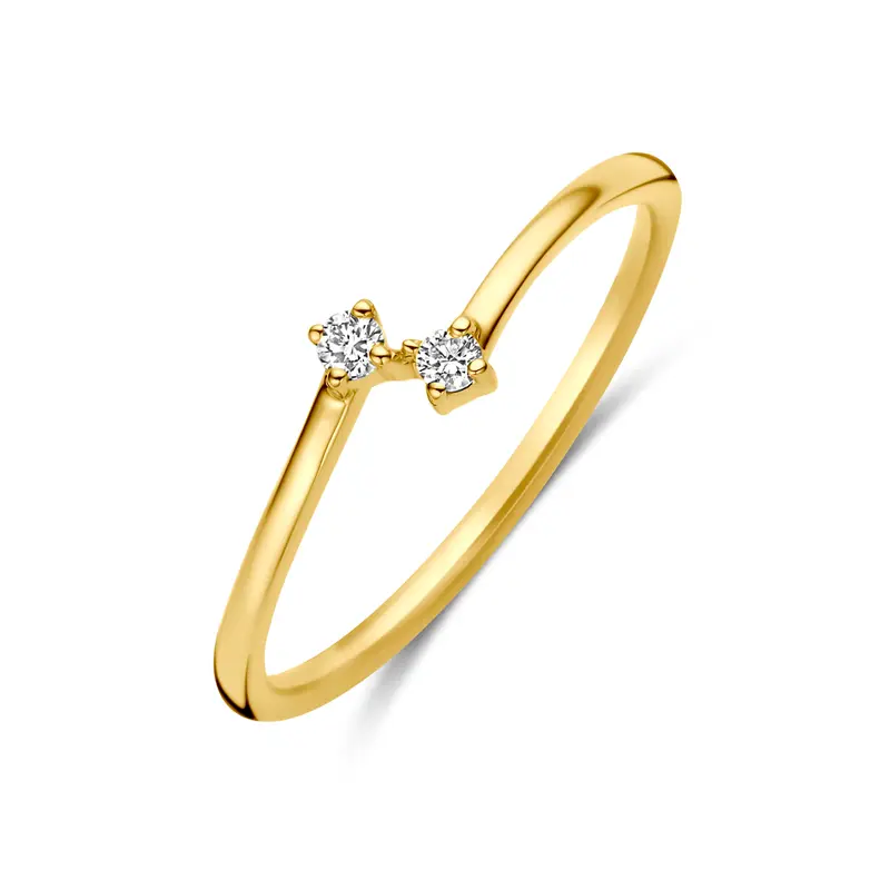 Ring diamant 0.05ct h si 14K geelgoud wit