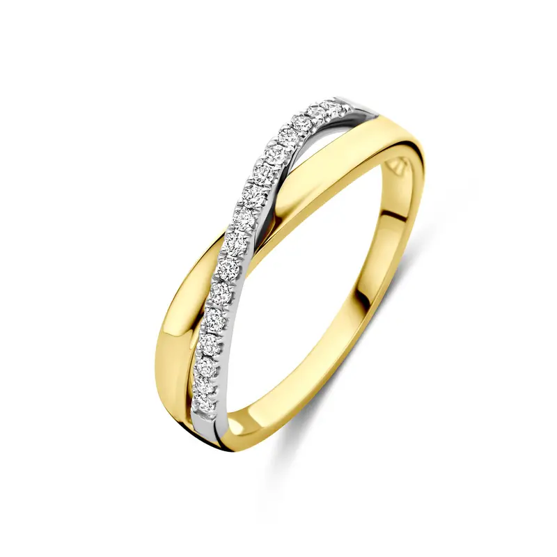 Ring diamant 0.14ct h si 14K bicolor goud