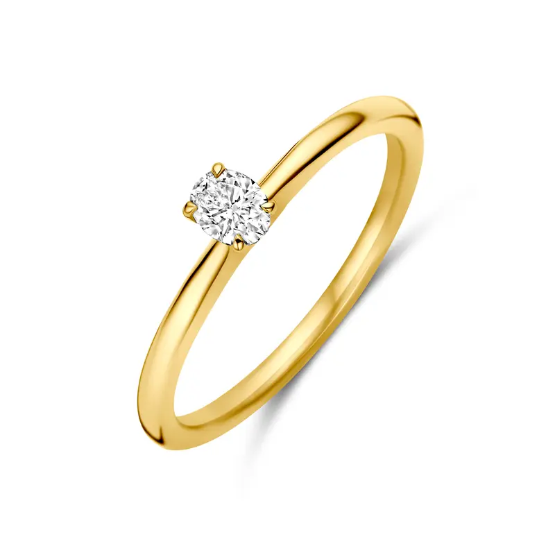 Ring diamant 0.21ct h si 14K geelgoud wit