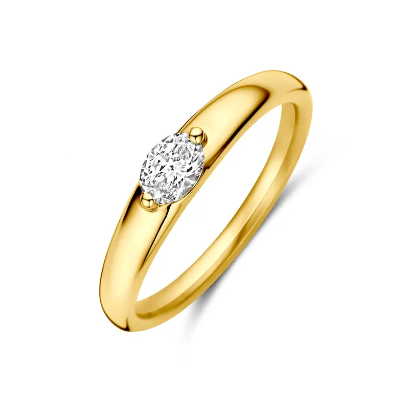 Ring diamant 0.32ct h si 14K geelgoud wit