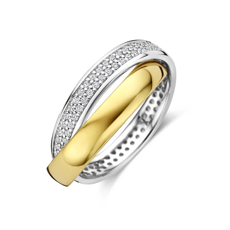 Ring diamant 0.54ct h si 14K bicolor goud