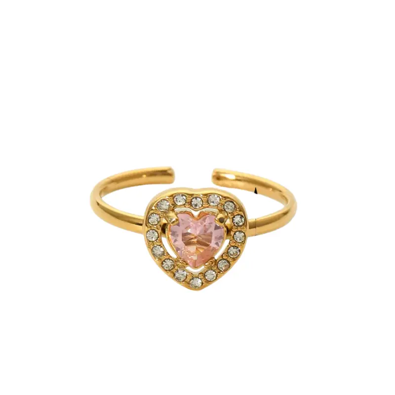 Ring diamond heart roze