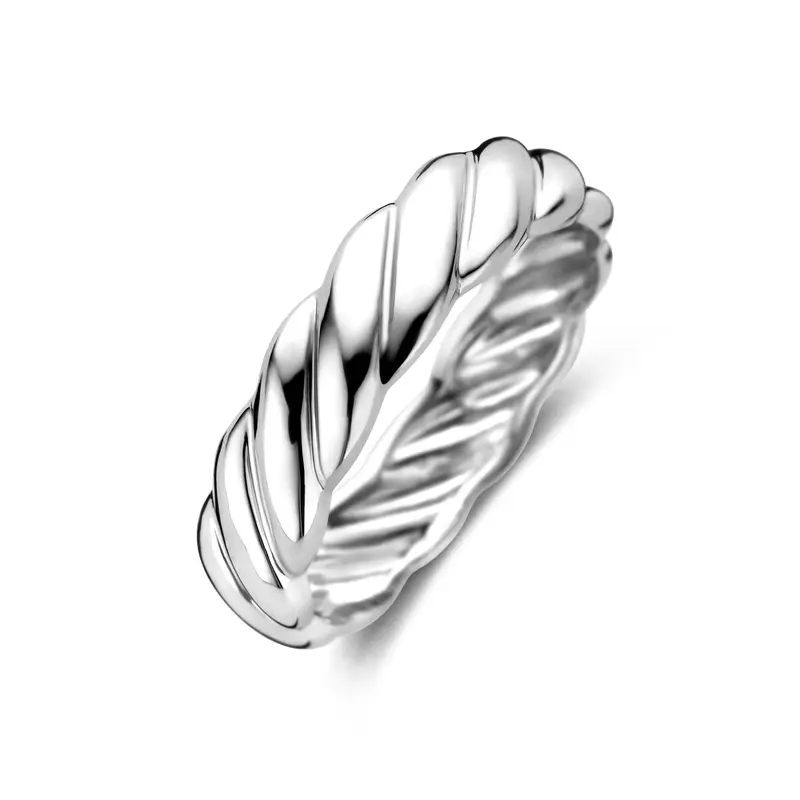 Ring gedraaid gerhodineerd zilver 5 mm – 1341950