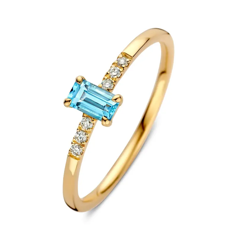Ring geelgoud topaas + briljant