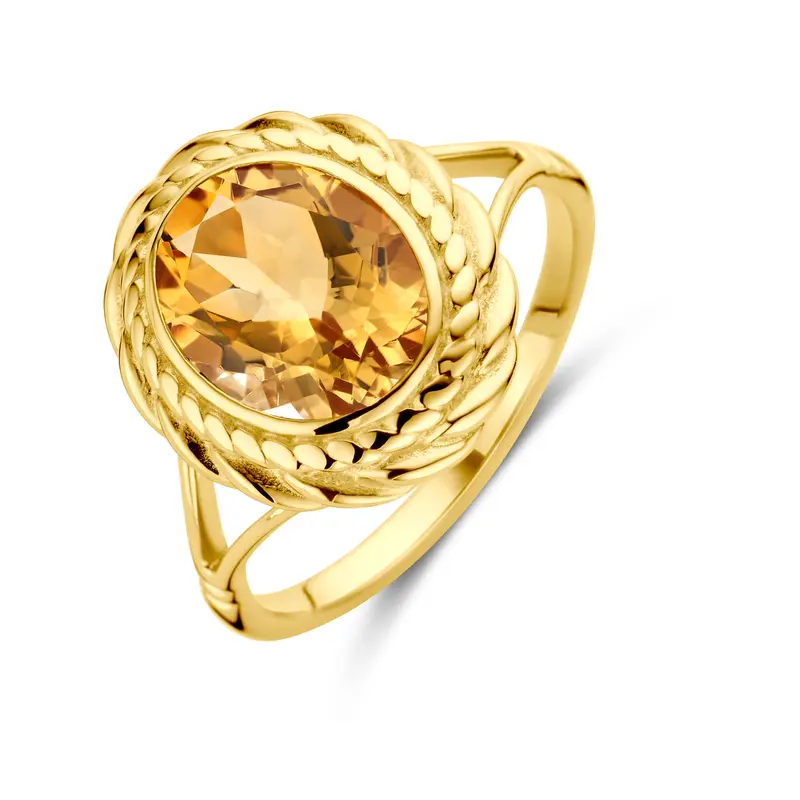 Ring gele citrien 14K geelgoud 15 x 13,5 mm – 4035229
