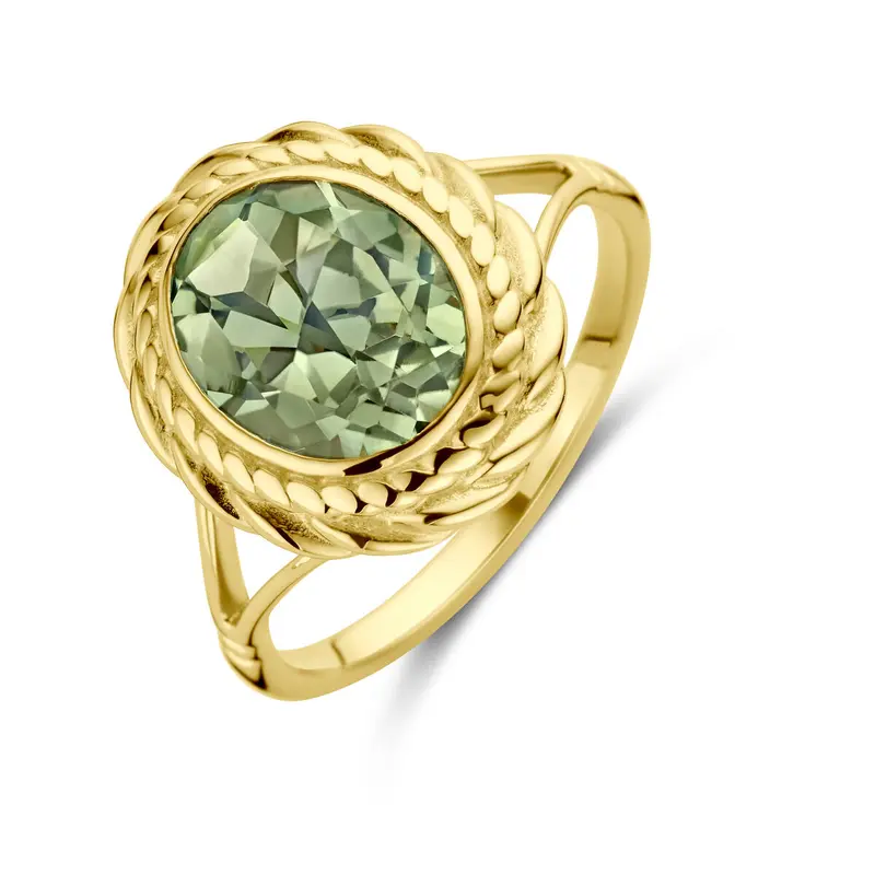 Ring groen amethist 14K geelgoud 15 x 13,5 mm – 4035237