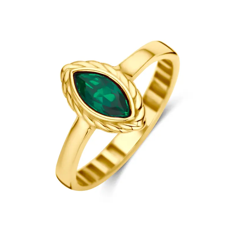 Ring groen zirkonia 9K geelgoud