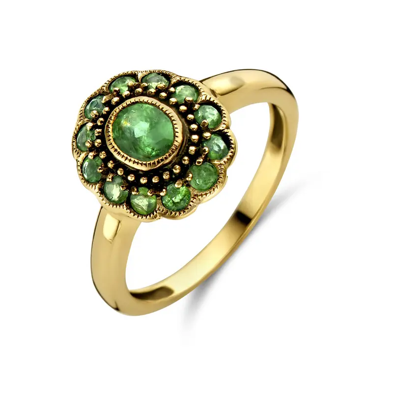 Ring groene smaragd 14K geelgoud 12,5 mm – 4027869