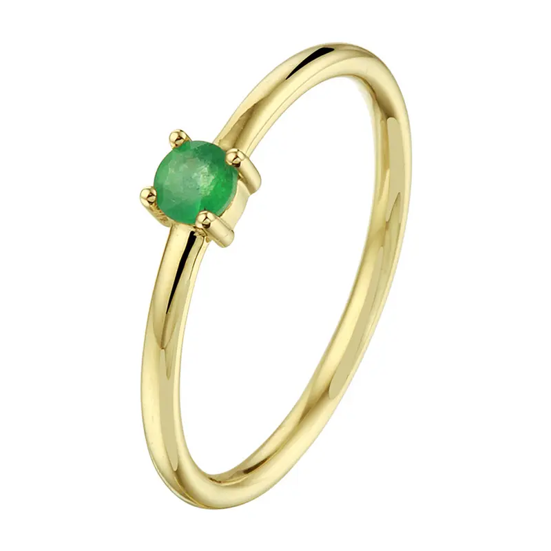 Ring groene smaragd 14K geelgoud 4 mm – 4022803