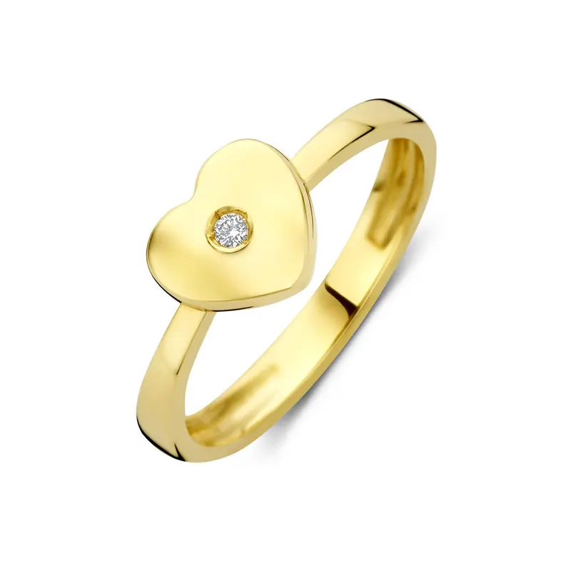 Ring hartje lab grown diamant 0.01ct g vs 14K geelgoud