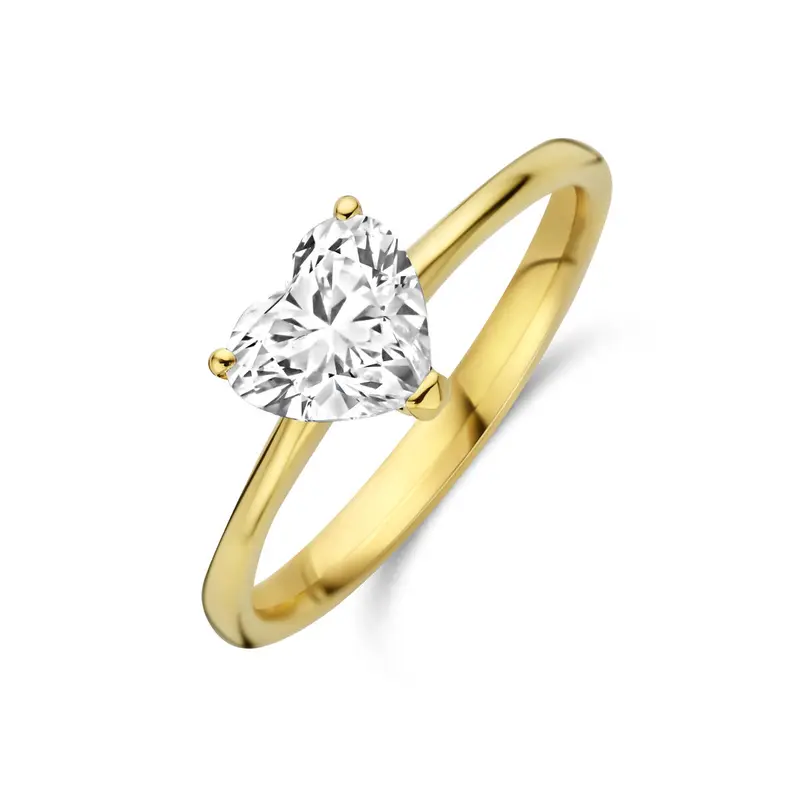 Ring hartje lab grown diamant 1.00ct f vs 14K geelgoud