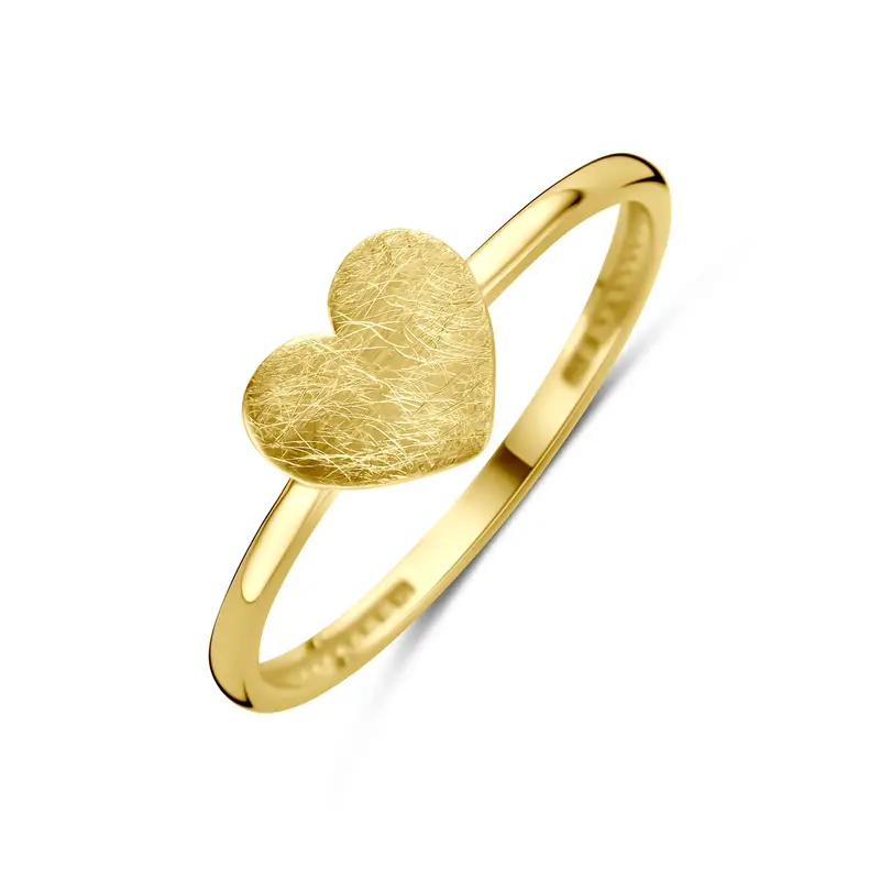 Ring hartje poli/mat 14K geelgoud