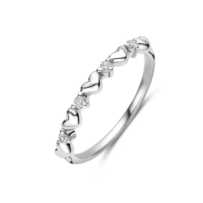 Ring hartjes zirkonia zilver gerhodineerd