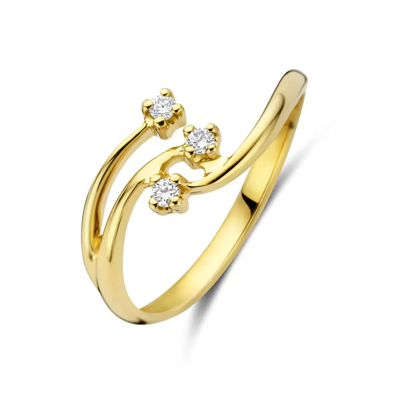 Ring lab grown diamant 0.06ct g vs 14K geelgoud