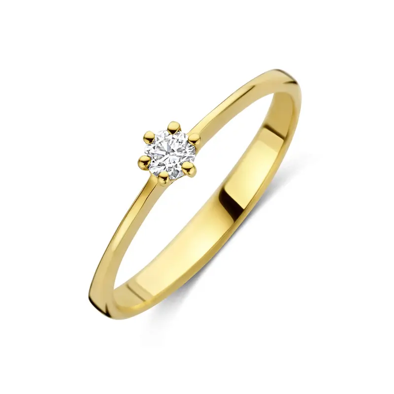 Ring lab grown diamant 0.10ct g vs 14K geelgoud 4 mm – 4035494