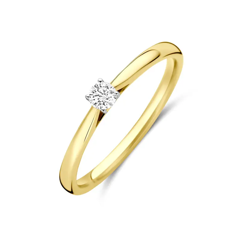 Ring lab grown diamant 0.10ct h si 14K bicolor goud