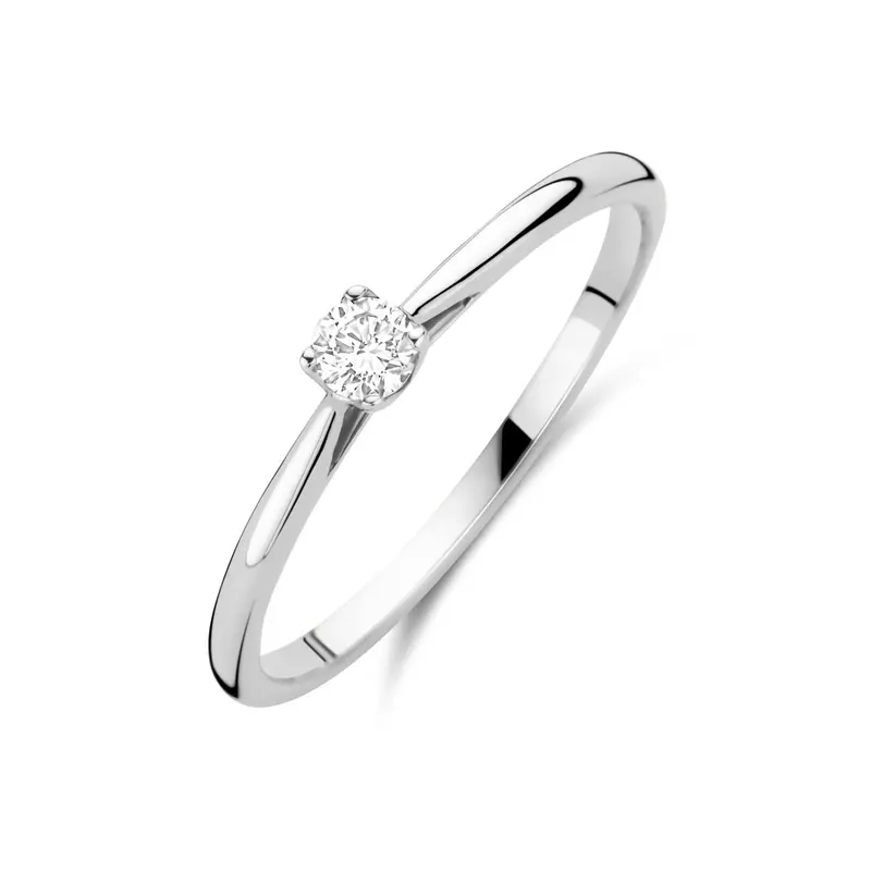 Ring lab grown diamant 0.10ct h si 14K witgoud