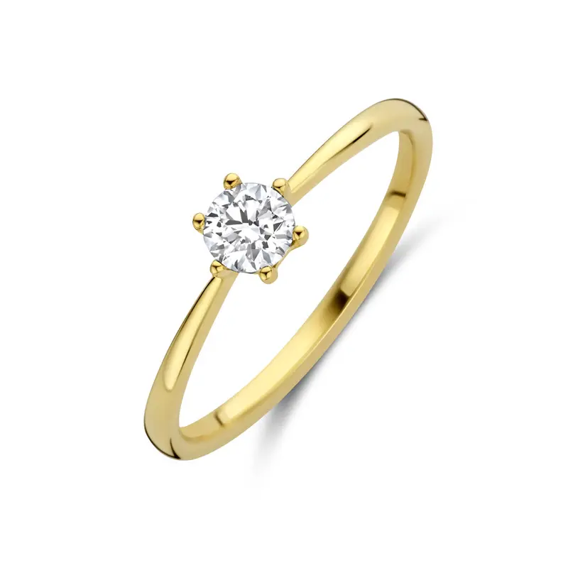 Ring lab grown diamant 0.25ct f vs 14K geelgoud