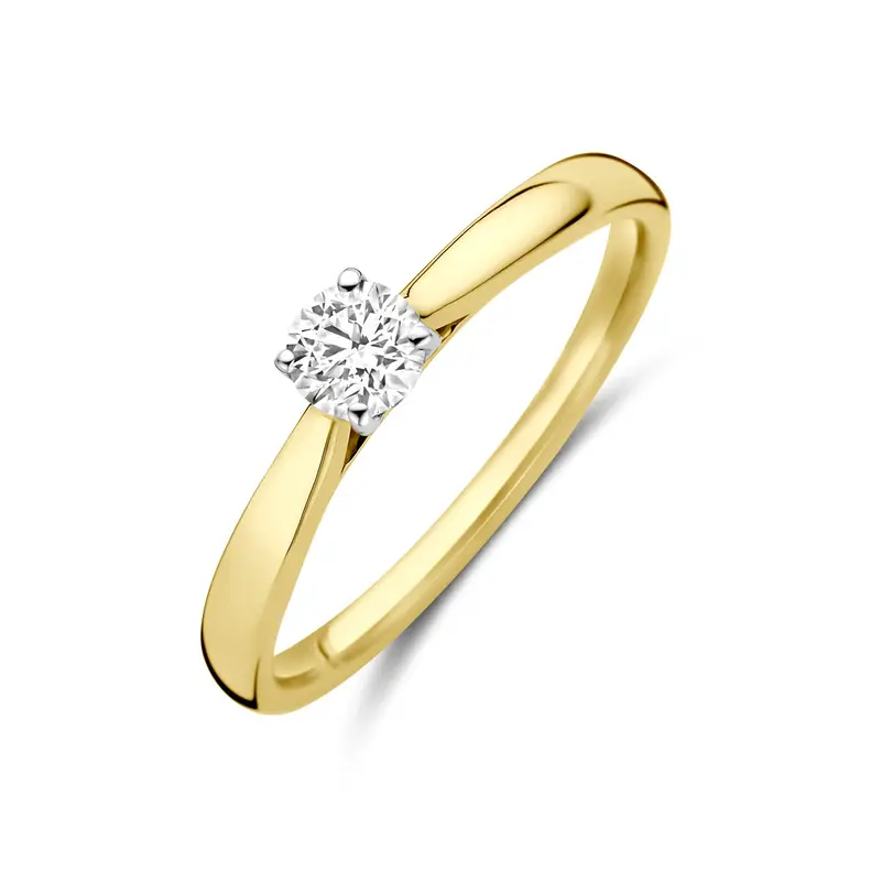 Ring lab grown diamant 0.25ct h si 14K bicolor goud