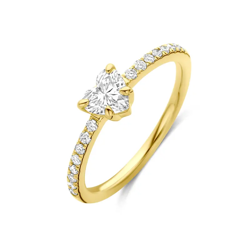 Ring lab grown diamant 0.665ct h si 14K geelgoud
