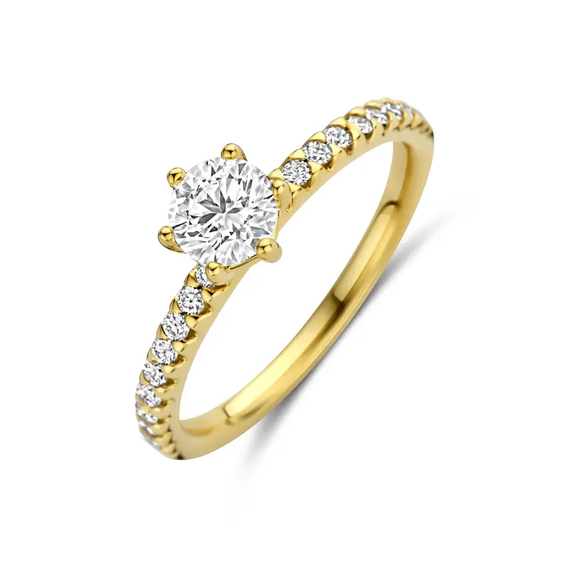 Ring lab grown diamant 0.71ct f vs 14K geelgoud