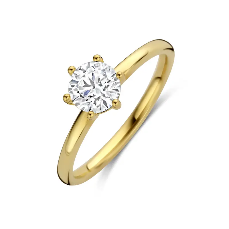Ring lab grown diamant 0.75ct f vs 14K geelgoud