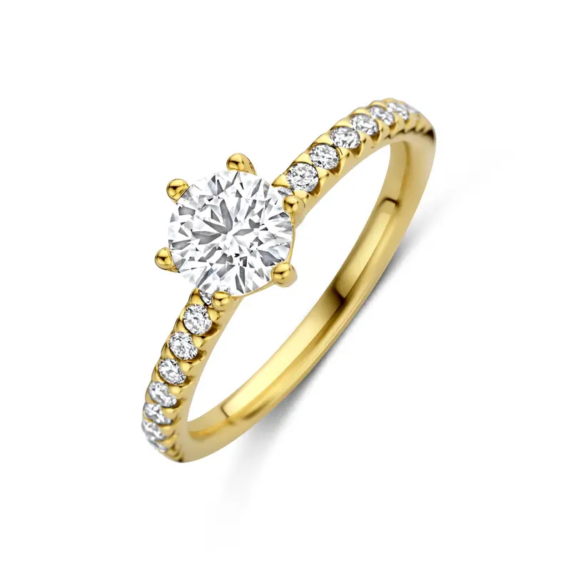 Ring lab grown diamant 0.98ct f vs 14K geelgoud