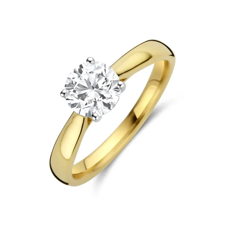 Ring lab grown diamant 1.00ct h si 14K bicolor goud