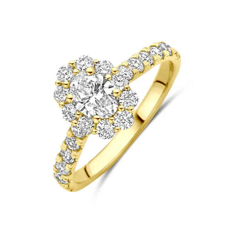 ring lab grown diamant 1.29ct h si 14K geelgoud