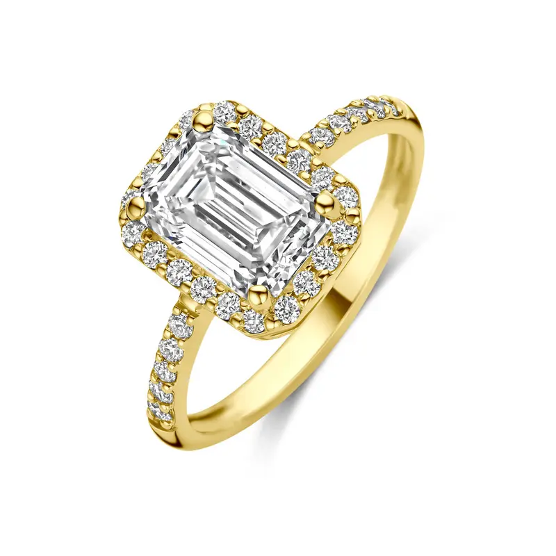 Ring lab grown diamant 2.32ct f vs 14K geelgoud