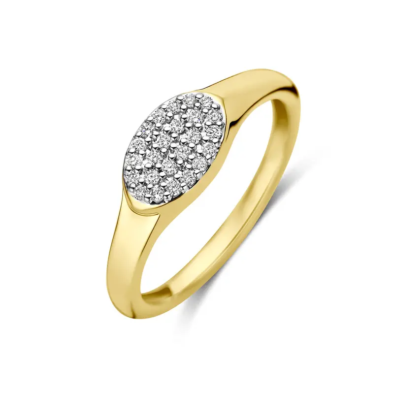Ring lab grown diamant gestift 0.12ct f vs 14K geelgoud
