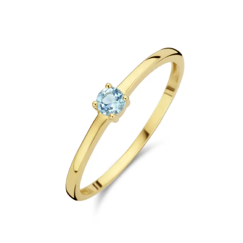 Ring met geboortesteen aquamarijn maart 14K geelgoud 3 mm – 4025506