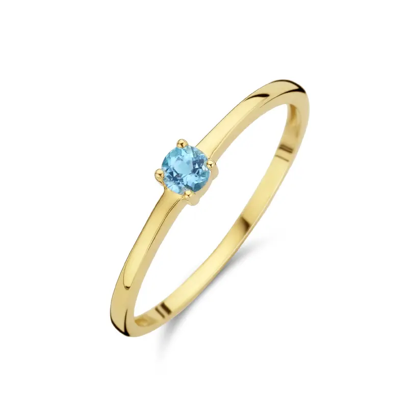 Ring met geboortesteen blauw topaas december 14K geelgoud 3 mm – 4025494
